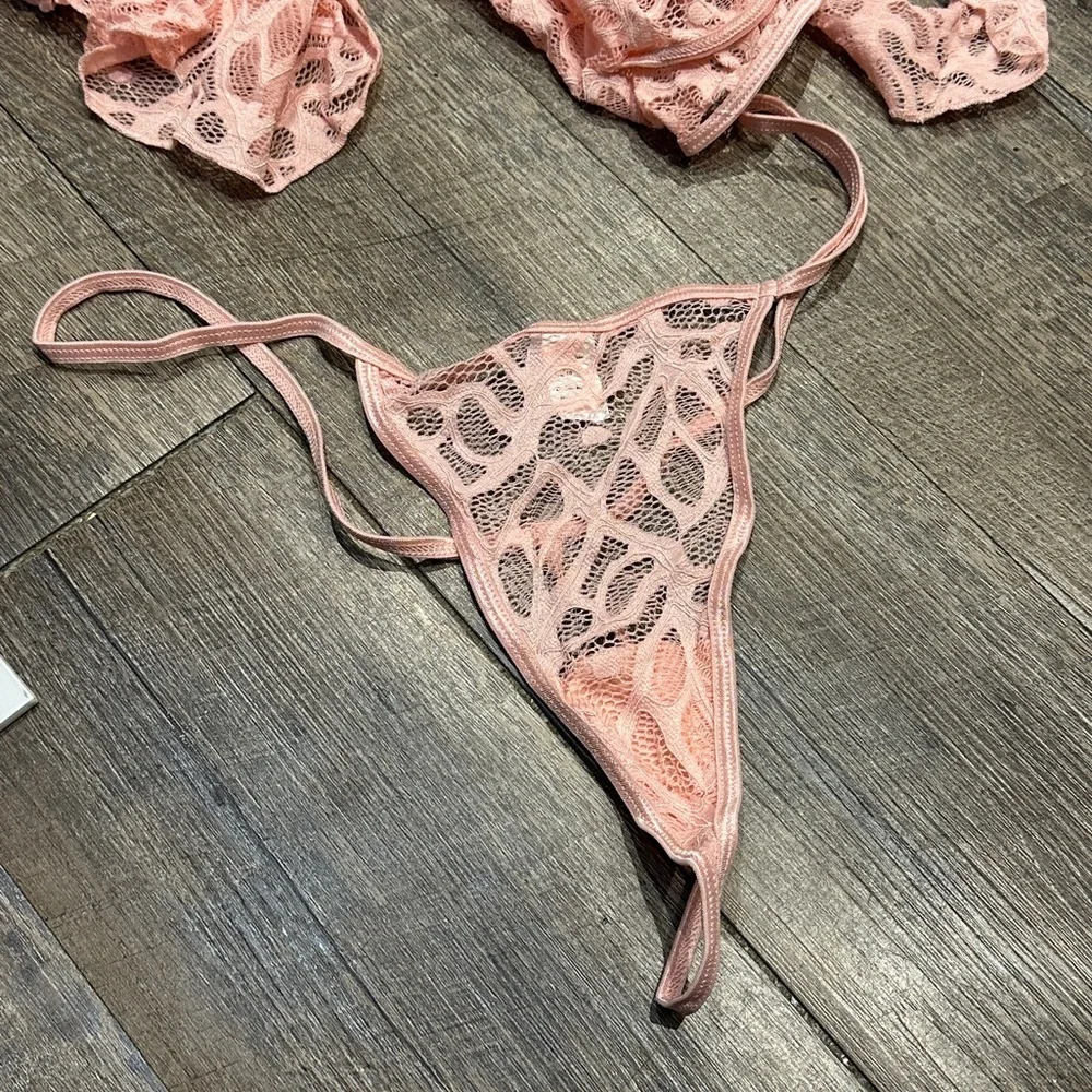 Elegant Moments Pink 2-Piece Set Lace Dress and G-String Size 3X NWT